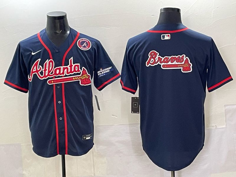 Men Atlanta Braves Blank Drak Blue  joint name Nike 2025 MLB Jersey style 09->atlanta braves->MLB Jersey